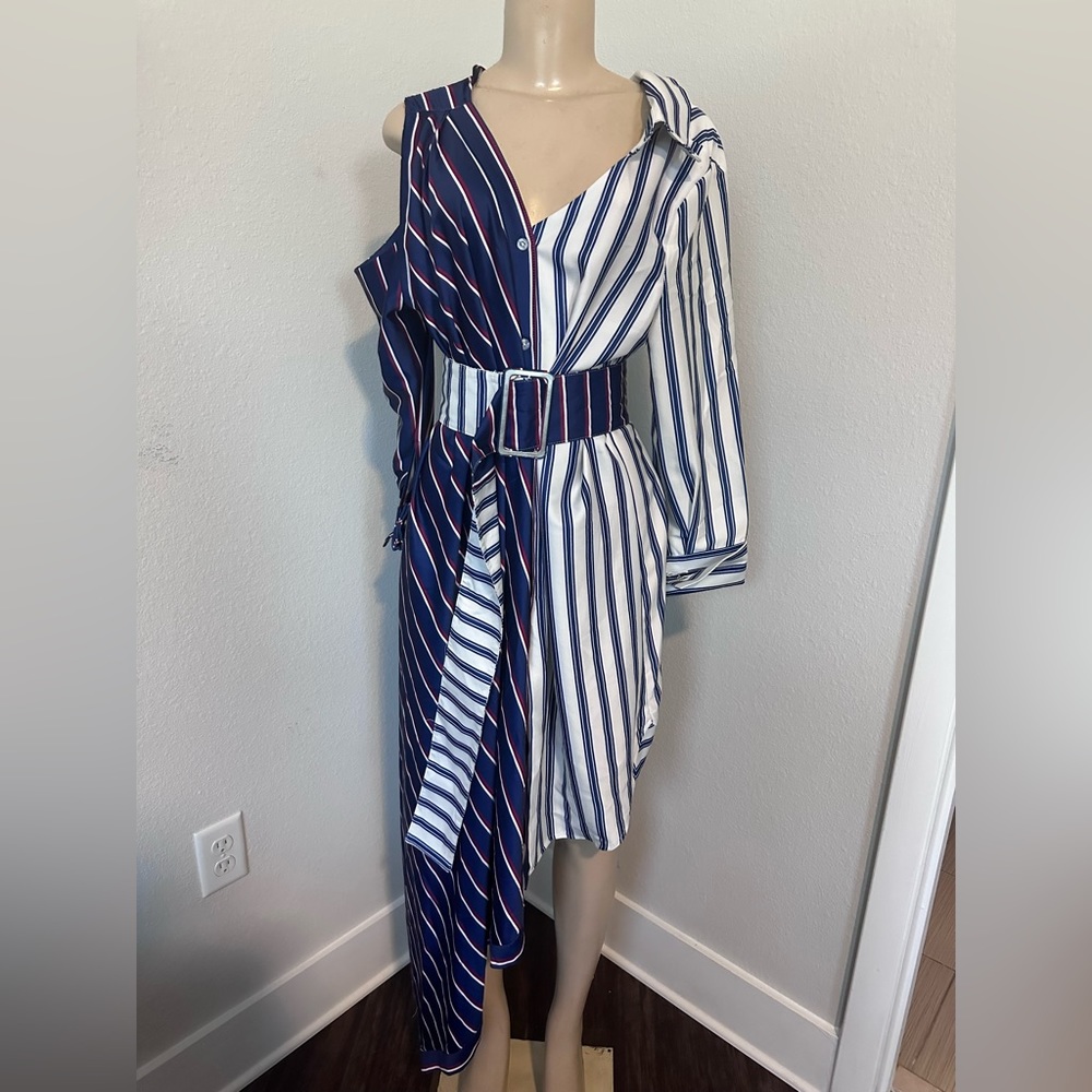 Asymmetrical Button Up Dress - image 2